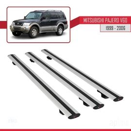Compatible Avec Mitsubishi Pajero (V60) 1999-2006 Barres De Toit Basic Modèle Railing Porte-Bagages De Voiture 3 Barres Gris