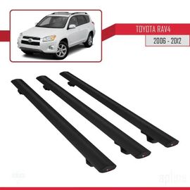 Barres De Toit - Toyota - Rav4 2006-2012 - Basic Modèle - Aluminium - 3 Pièces - Noir