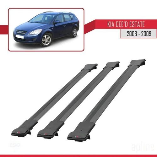 Barres De Toit - Fly - Kia Ceed Estate Sw 2006-2009 - 3 Barres - Aluminium - Noir