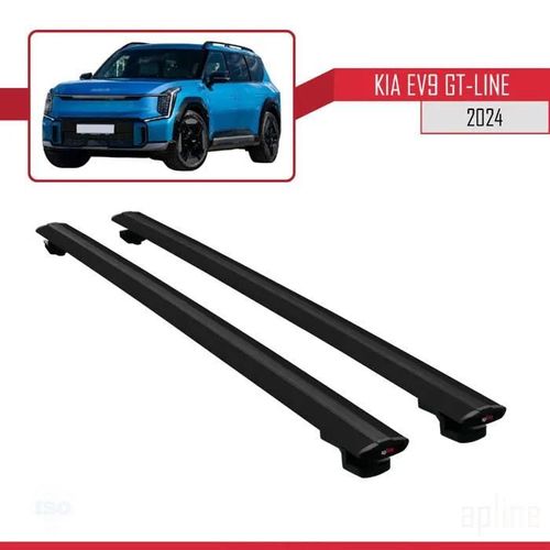 Compatible Avec Kia Ev9 Gt-Line 2024-2025 Basic Model Universel Barres De Toit Railing Porte-Bagages De Voiture Noir Alu 2 Barres