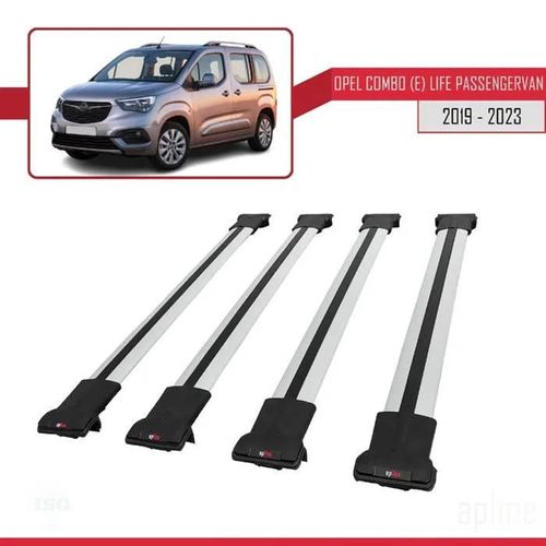 Barres De Toit - Fly - Opel Combo (E) Life 2019-2023 - 4 Barres - Aluminium - Gris