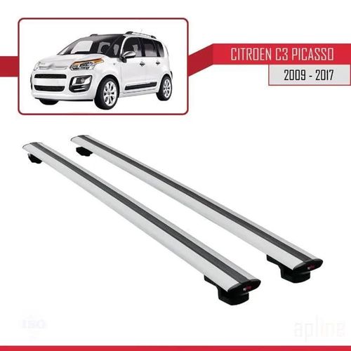 Barres De Toit - Citroën - C3 Picasso - Basic Modèle - Aluminium - Gris - Charge 300 Kg