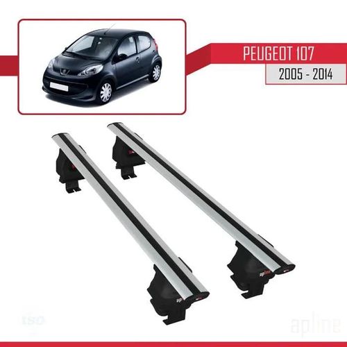 Barres De Toit - Ace-4 - Compatible Peugeot 107 - Aluminium - Gris - Charge 300 Kg