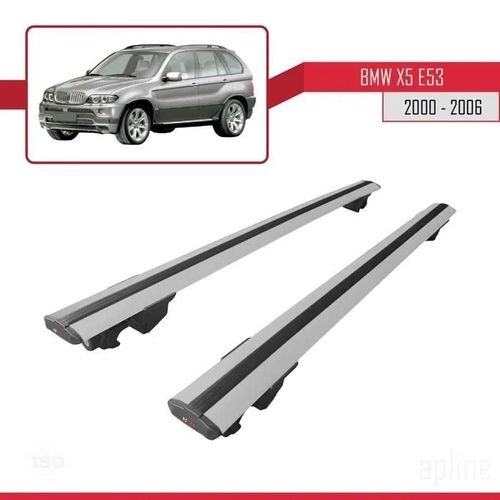 Compatible Avec Bmw X5 (E53) 2000-2006 Hook Barres De Toit Railing Porte-Bagages De Voiture Avec Verrouillable Alu Gris