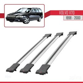 Barres De Toit - Volvo - Modèle Fly - Aluminium Gris - Charge Utile 300 Kg - 3 Barres