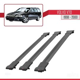 Barres De Toit - Volvo - Modèle Fly - Aluminium Noir - Charge Utile 300 Kg - 3 Barres
