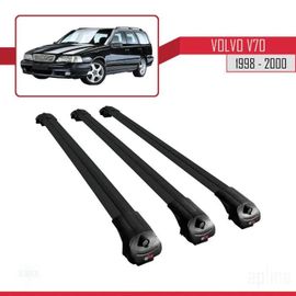 Barres De Toit - Ace-1 - Volvo V70 - Aluminium Noir - 3 Barres - Charge Utile 300 Kg