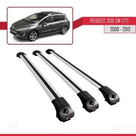 Compatible Avec Peugeot 308 Sw (T7) 2008-2013 Barres De Toit Ace-1 Railing Porte-Bagages De Voiture 3 Barras Gris