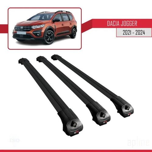 Compatible Avec Dacia Jogger 2021-2025 Ace-1 Barres De Toit Railing Porte-Bagages De Voiture Noir Alu 3 Barres
