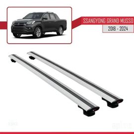 Barres De Toit - Ssangyong - Grand Musso 2018-2024 - Modèle Basic - Aluminium - Gris