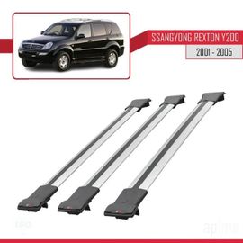 Barres De Toit - Fly - Compatible Ssangyong Rexton Y200 - 3 Barres - Aluminium - Gris