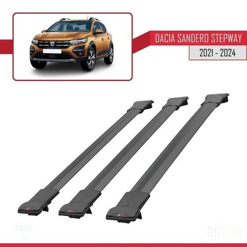 Barres De Toit - Fly - Dacia Sandero Stepway - 3 Barres - Aluminium - Noir