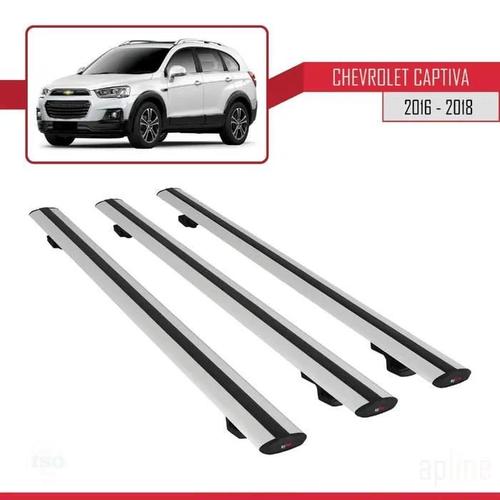 Barres De Toit - Chevrolet - Captiva 2016-2018 - Basic Modèle - Aluminium - 3 Pièces - Gris