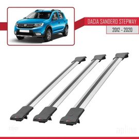Barres De Toit - Fly - Dacia Sandero Stepway - 3 Barres - Aluminium - Gris