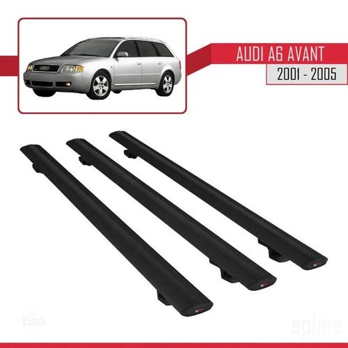 Barres De Toit - Audi - A6 Avant 2001-2005 - Universel - Noir Aluminium - 3 Barres