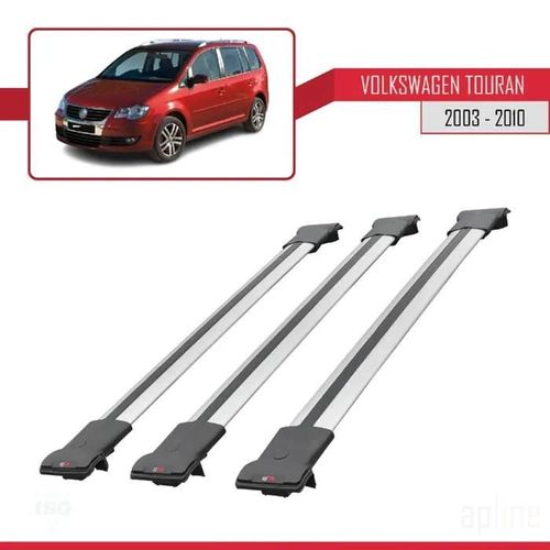 Barres De Toit - Fly - Volkswagen Touran 2003-2010 - 3 Barres - Aluminium - Gris
