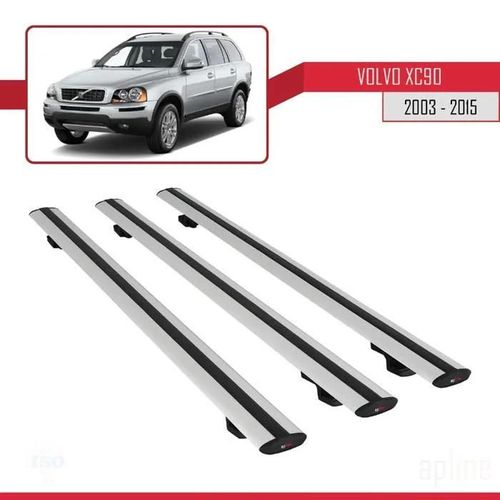 Barres De Toit - Volvo - Xc90 - Modèle Basic - 3 Pièces - Aluminium - Gris