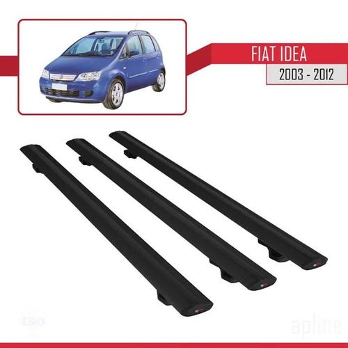 Compatible Avec Fiat Idea 2003-2012 Basic Model Universel Barres De Toit Railing Porte-Bagages De Voiture Noir Aluminium 3 Barres