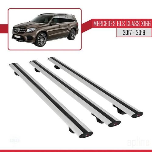 Pour Mercedes Gls Class X166 2017-2019 Basic Model Universel Barres De Toit Railing Porte-Bagages De Voiture Gris Alu 3 Barres