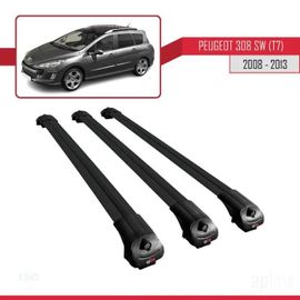 Compatible Avec Peugeot 308 Sw (T7) 2008-2013 Barres De Toit Ace-1 Railing Porte-Bagages De Voiture 3 Barras Noir