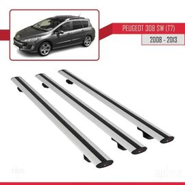 Barres De Toit - Peugeot - 308 Sw (T7) - Modèle Basic - Aluminium - 3 Pièces - Gris