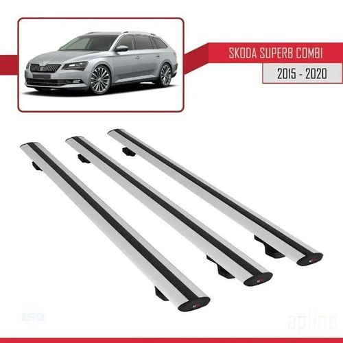 Barres De Toit - Skoda - Basic Modèle - 3 Pièces - Aluminium - Gris