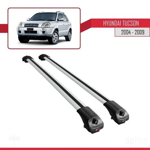 Compatible Avec Hyundai Tucson (Jm) 2004-2009 Ace-1 Barres De Toit Railing Porte-Bagages De Voiture Gris Aluminium 2 Barres