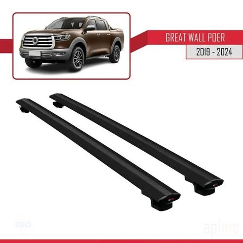 Compatible Avec Great Wall Poer 2019-2025 Basic Model Universel Barres De Toit Railing Porte-Bagages De Voiture Noir Alu 2 Barres