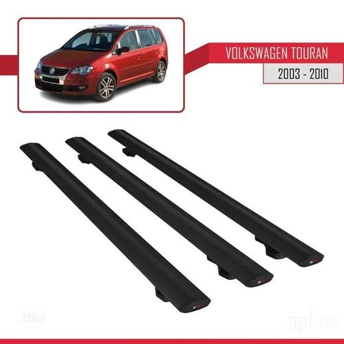 Barres De Toit - Volkswagen - Touran 2003-2010 - Basic Modèle - 3 Pièces - Noir