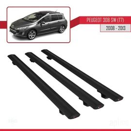 Barres De Toit - Peugeot - 308 Sw (T7) - Basic Modèle - Aluminium - Noir - 3 Pièces
