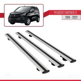 Barres De Toit - Peugeot - Basic Modèle - 3 Pièces - Aluminium - Gris