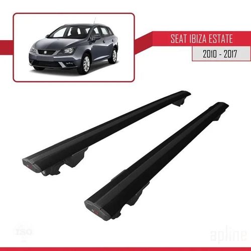 Barres De Toit - Hook - Compatible Seat Ibiza St 2010-2017 - Aluminium Noir - Charge 75 Kg - Verrouillable