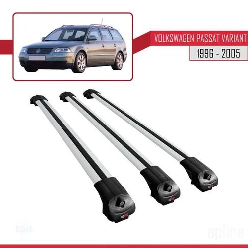 Barres De Toit - Ace-1 - Vw Passat B5 Variant 1996-2005 - Aluminium Gris - 3 Barres - Charge 300 Kg