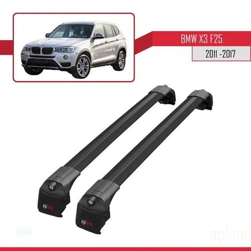 Barres De Toit - Ace-2 - Compatible Bmw X3 (F25) 2011-2017 - Aluminium Noir - Charge Utile 300 Kg