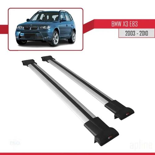 Barres De Toit - Fly - Modèle Railing - Compatible Bmw X3 E83 - Aluminium - Gris