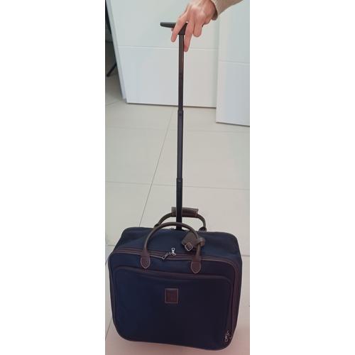 Valise Longchamp Boxford toile et cuir bleu