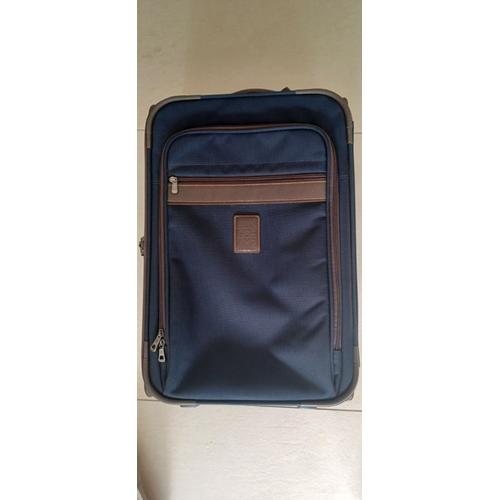 Valise Longchamp Boxford toile et cuir bleu