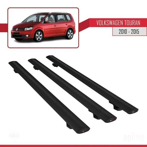 Barres De Toit - Volkswagen - Touran 2010-2015 - Basic Modèle - 3 Pièces - Noir