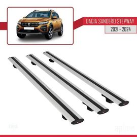 Barres De Toit - Dacia - Sandero Stepway 2021 - Basic Modèle - 3 Pièces - Aluminium - Gris