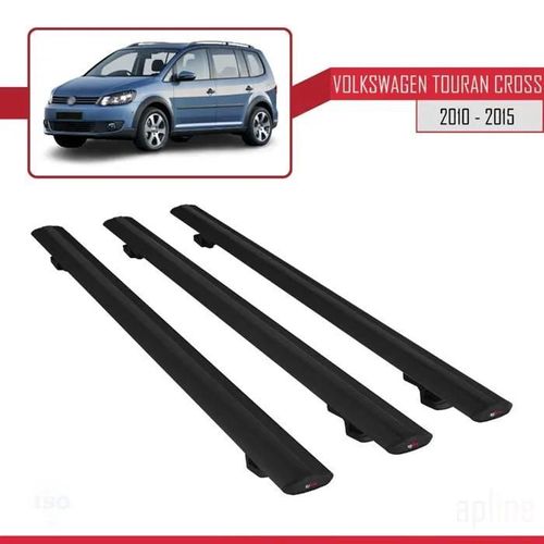 Barres De Toit - Volkswagen - Touran Cross - Basic Modèle - 3 Barres - Noir - Aluminium