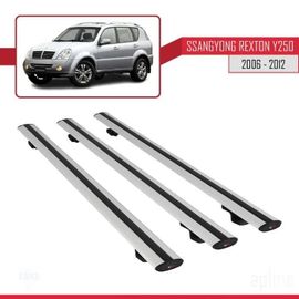 Barres De Toit - Ssangyong - Rexton Y250 - Modèle Basic - 3 Pièces - Aluminium - Gris