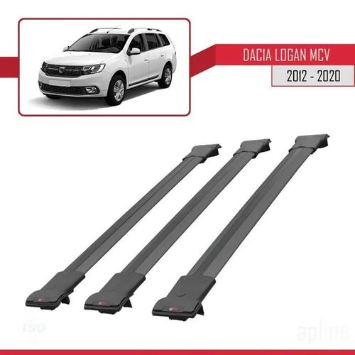 Barres De Toit - Fly - Dacia Logan Mcv 2012-2023 - 3 Pièces - Aluminium - Noir