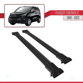 Barres De Toit - Fly - Peugeot Partner 2019-2023 - Aluminium - Noir - Charge Utile 300 Kg