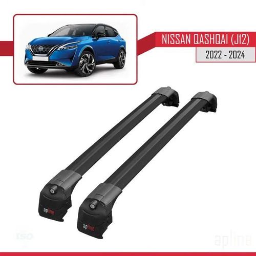 Compatible Avec Nissan Qashqai 3 (J12) 2022-2025 Ace-2 Barres De Toit Railing Porte-Bagages De Voiture Noir Alu 2 Barres
