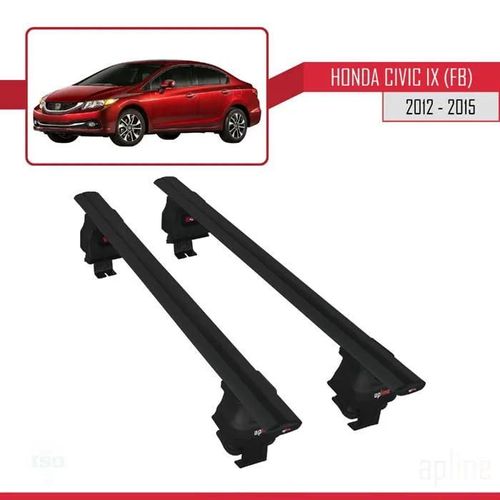Compatible Avec Honda Civic Ix (Fb) Sedan 2012-2015 Barres De Toit Ace-4 Railing Porte-Bagages De Voiture Noir