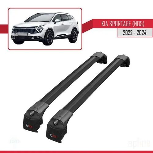 Compatible Avec Kia Sportage 5 (Nq5) 2022-2025 Non-Sunroof Ace-2 Barres De Toit Railing Porte-Bagages De Voiture Noir Alu 2 Barres