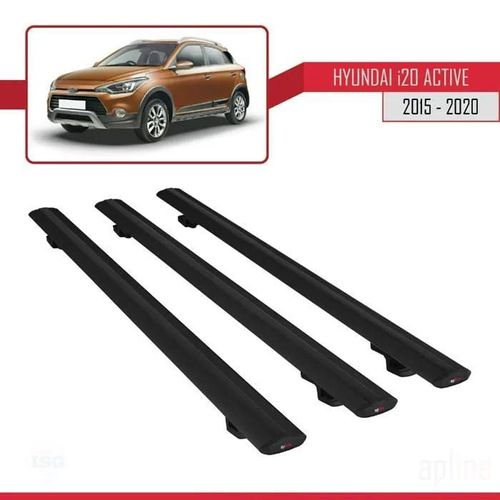 Barres De Toit - Hyundai - I20 Active 2015 - Basic Modèle - 3 Pièces - Noir - Aluminium