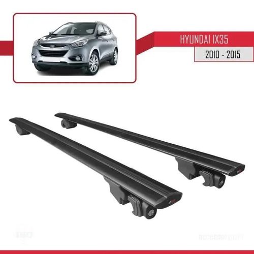 Compatible Avec Hyundai Ix35 2010-2015 Hook Barres De Toit Railing Porte-Bagages De Voiture Avec Verrouillable Alu Noir