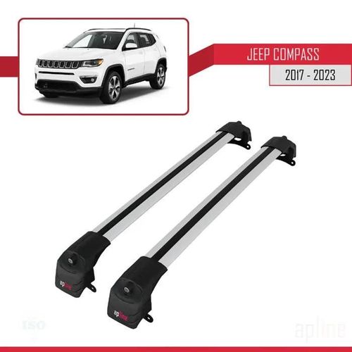Compatible Avec Jeep Compass 2017-2025 Ace-2 Barres De Toit Railing Porte-Bagages De Voiture Gris Alu 2 Barres