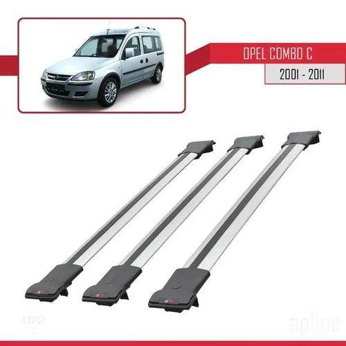 Barres De Toit - Fly - Opel Combo (C) 2001-2011 - 3 Pièces - Aluminium - Gris